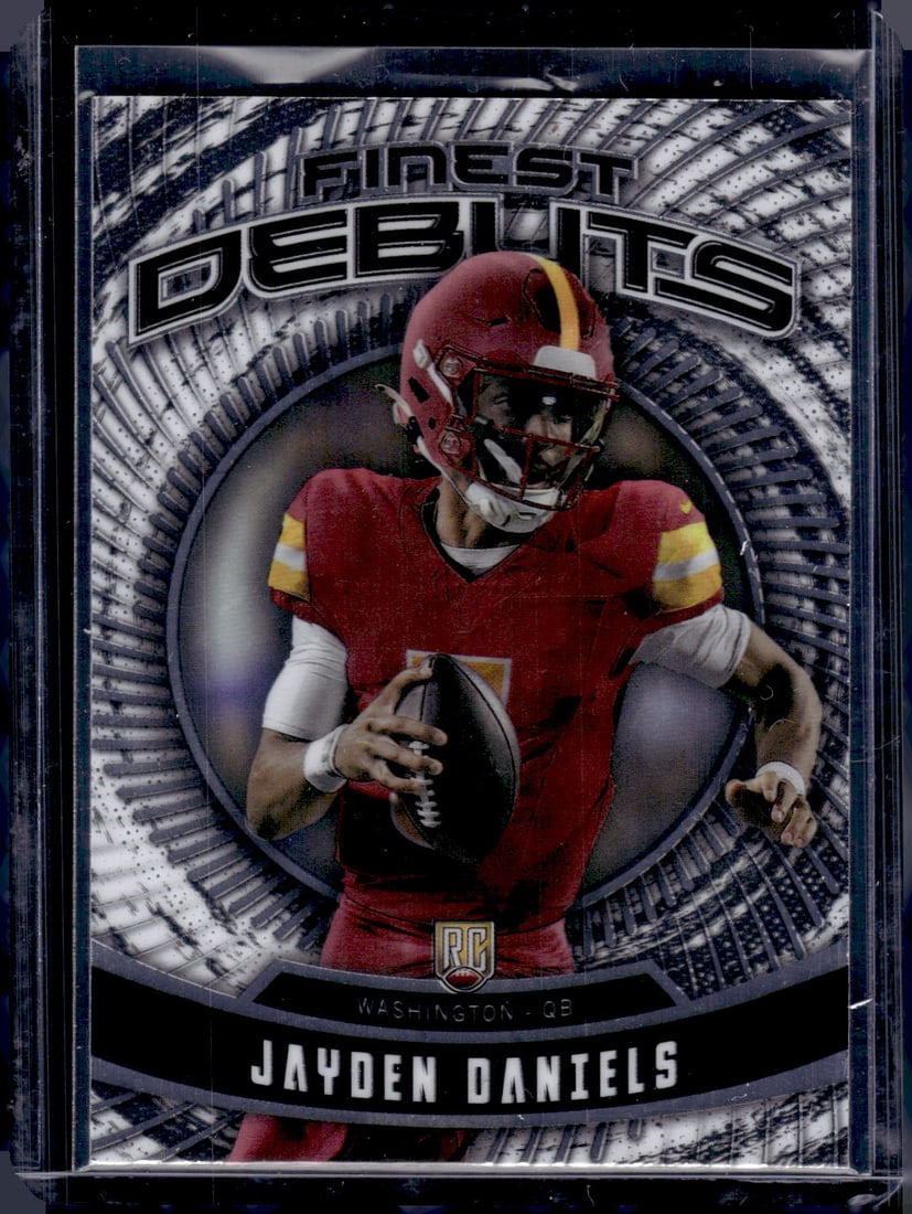 Jayden Daniels Rookie Card Finest Debuts 2024 Topps Finest #D-1 Commanders Football: Topps Football NFL Trading Sports Cards, Sports Cards for Sale Near Me, Super Bowl & Hall of Fame Player Cards, Resurgence, Composite, SP, SSP, Valuable Auction Memorabilia Lots For Sale On Line