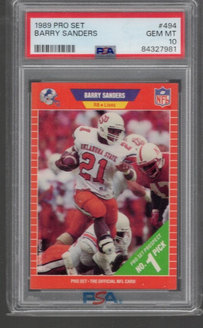Barry Sanders Rookie Card 1989 Pro Set #494 PSA 10 Detroit Lions Football Card (1 of 2)