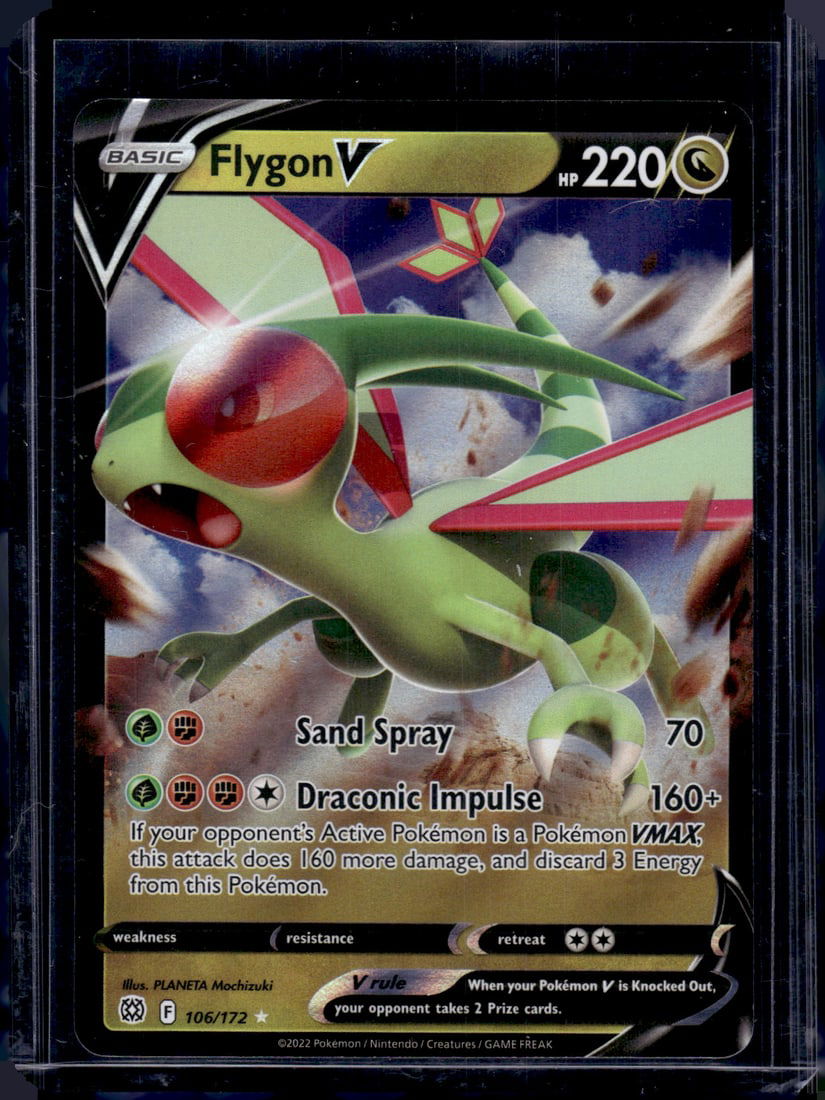 2022 Pokemon Brilliant Stars Flygon V Ultra Rare #106 TCG: TCG, Pikachu, Charizard, Rare, Secret Rare, Holo Cards, Pokemon & TCG Cards sold near Me, Nintendo, Evee, Houndoom, Reverse Holo Cards, 3 Star Ultra Rare, EX