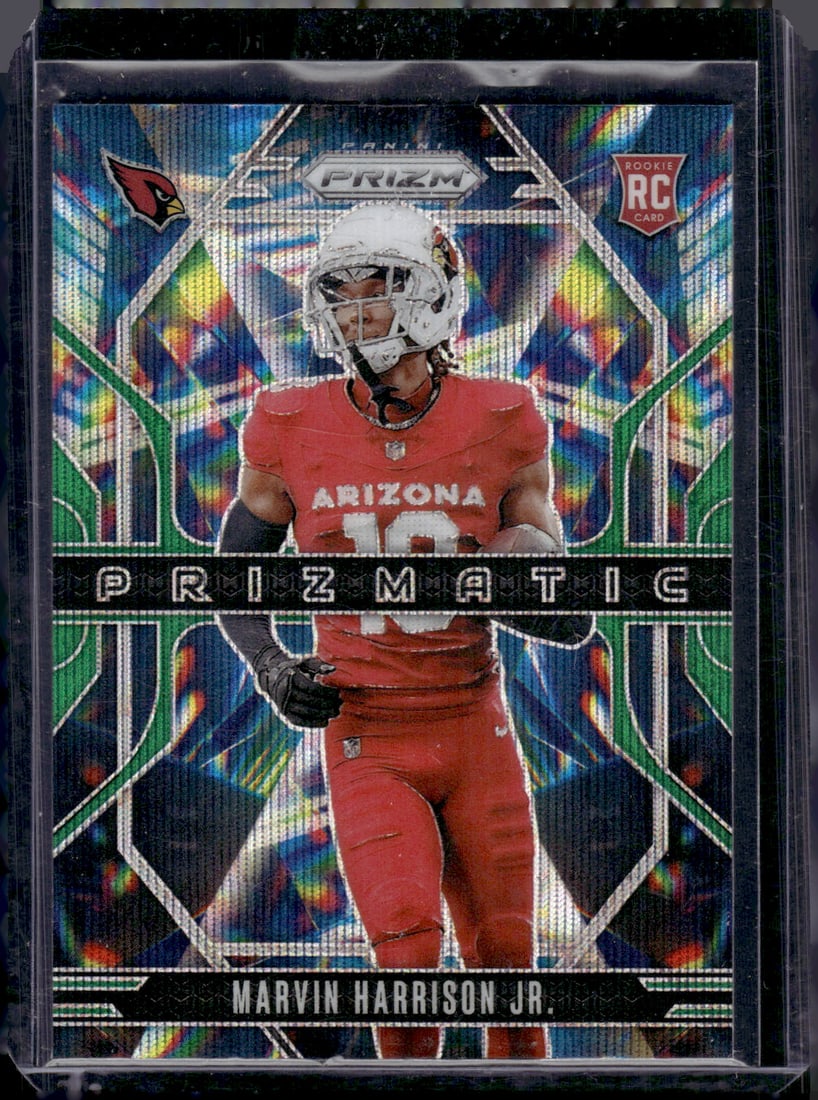 Marvin Harrison Jr. Rookie Card Prizmatic Green Wave 2024 Panini Prizm #12 Cardinals: Panini Select, Prizm, Mosaic, Contenders, Zenith, Phoenix, Illusions, Absolute, Rookie NFL Sports Trading Cards, SP, SSP, Cards, Football Cards for Sale Near Me, Superbowl & Hall of Fame Player Cards,