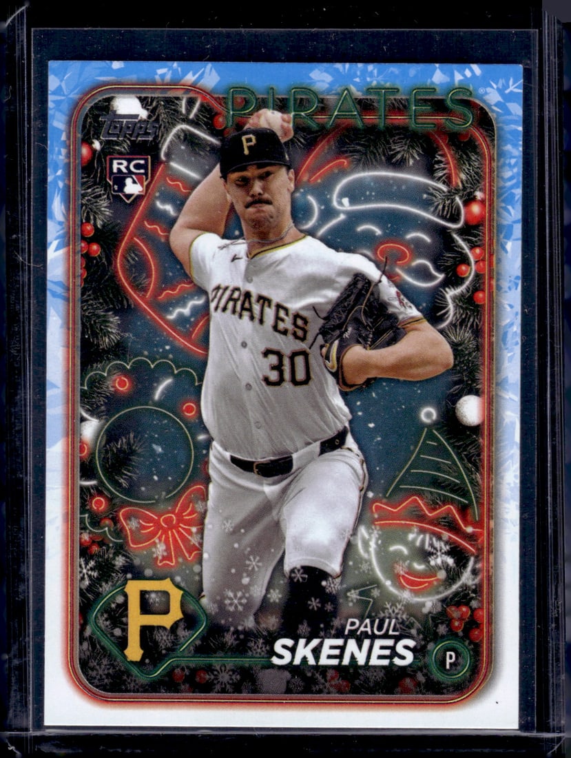 Paul Skenes Rookie Card 2024 Topps Holiday #H165 Pittsburgh Pirates: Topps Baseball MLB Trading & Sports Cards, Sports Cards for Sale Near Me, World Series & Hall of Fame Players Memorabilia, Refractors, X-Fractors, Numbered, SP, SSP, Valuable Auction Memorabilia Lots 
