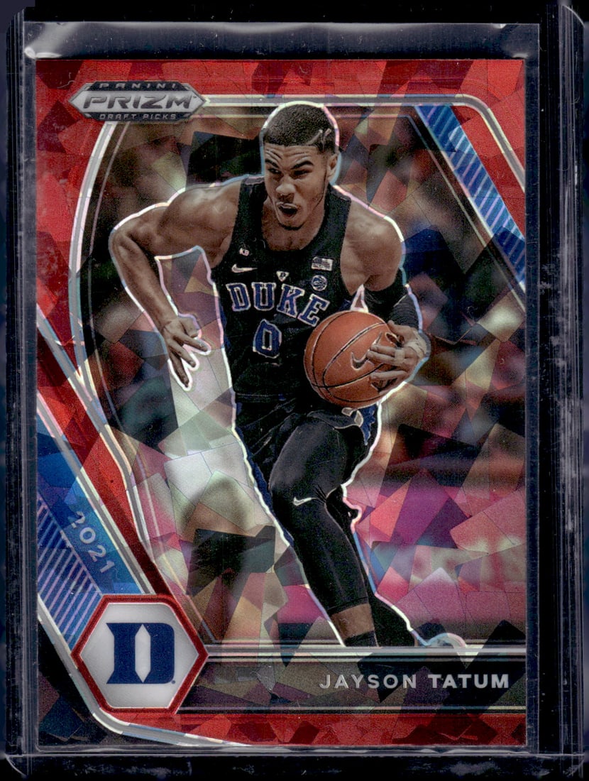 Jayson Tatum Red Cracked Ice 2021 Panini Prizm Draft Picks #61 Duke Blue Devils (1 of 2)