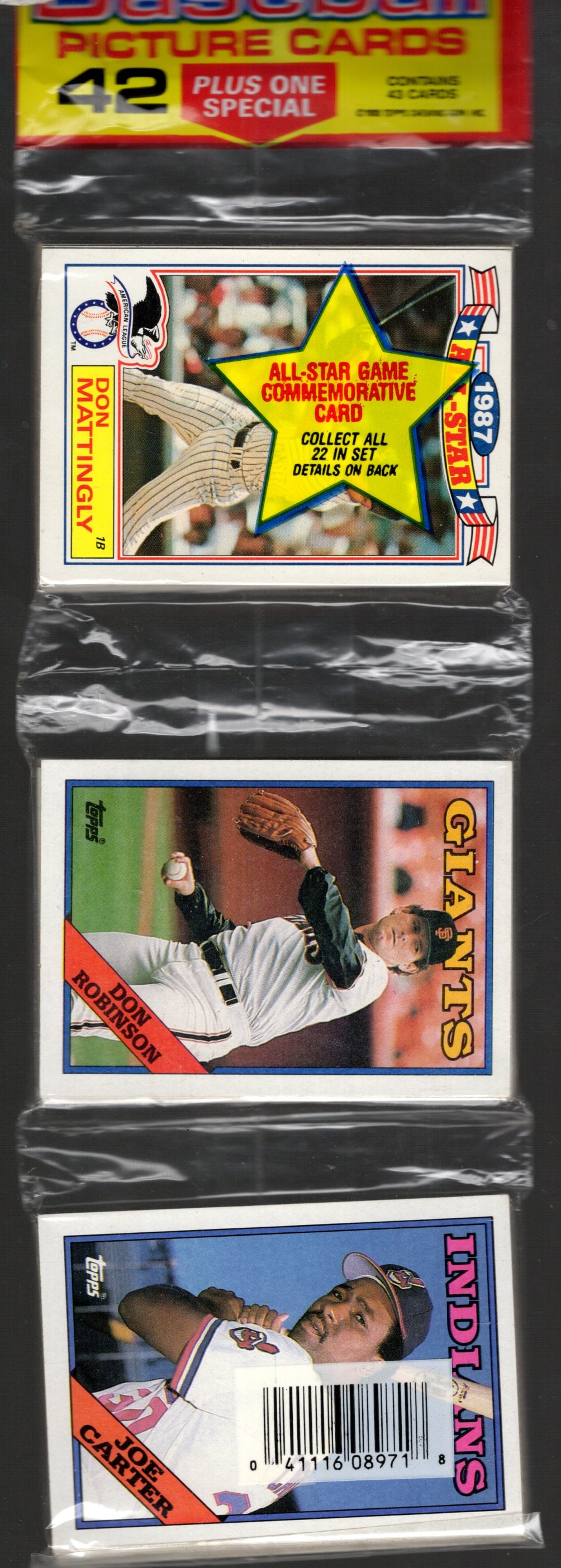 1988 Topps Baseball Cards Hanger Rack Pack - 48 Sports Cards Plus 1 Special Card (1 of 2)