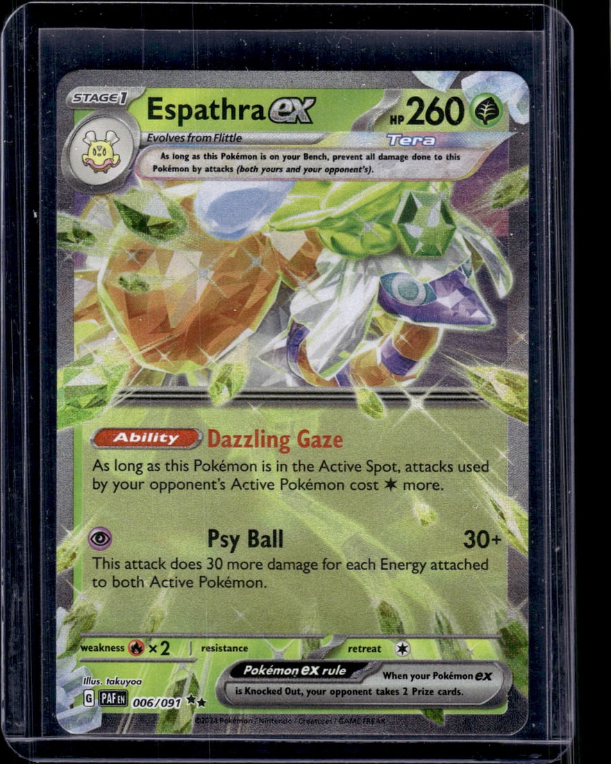 2024 Pokemon Paldean Fates Espathra Ex Double Rare #6: TCG, Pikachu, Charizard, Rare, Secret Rare, Holo Cards, Pokemon & TCG Cards sold near Me, Nintendo, Evee, Houndoom, Reverse Holo Cards, 3 Star Ultra Rare, EX