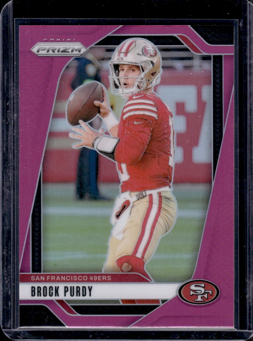 Brock Purdy Pink Prizm 2024 Panini Prizm #249 49ers Football Card: Panini Select, Prizm, Mosaic, Contenders, Zenith, Phoenix, Illusions, Absolute, Rookie NFL Sports Trading Cards, SP, SSP, Cards, Football Cards for Sale Near Me, Superbowl & Hall of Fame Player Cards,