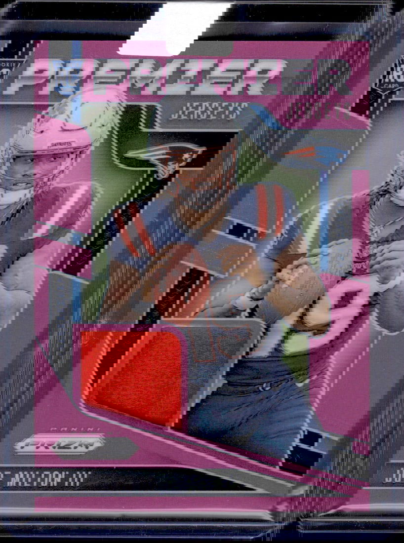 Joe Milton Rookie Card Pink Prizm Patch 2024 Panini Prizm #PJ-JMN Patriots Football: Panini Select, Prizm, Mosaic, Contenders, Zenith, Phoenix, Illusions, Absolute, Rookie NFL Sports Trading Cards, SP, SSP, Cards, Football Cards for Sale Near Me, Superbowl & Hall of Fame Player Cards,