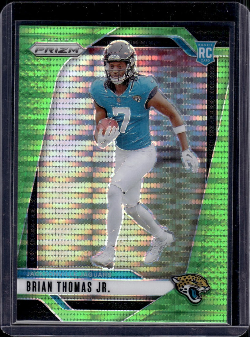 Brian Thomas Jr. Rookie Card Neon Green Pulsar 2024 Panini Prizm #314 Jaguars: Panini Select, Prizm, Mosaic, Contenders, Zenith, Phoenix, Illusions, Absolute, Rookie NFL Sports Trading Cards, SP, SSP, Cards, Football Cards for Sale Near Me, Superbowl & Hall of Fame Player Cards,