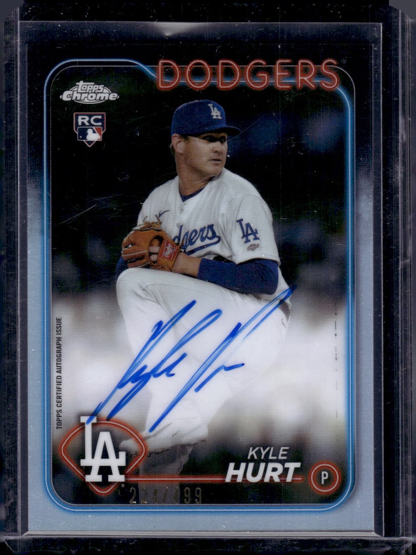 Kyle Hurt Rookie Auto Refractor /499 2024 Topps Chrome #RA-KHU Dodgers Baseball Card (1 of 2)