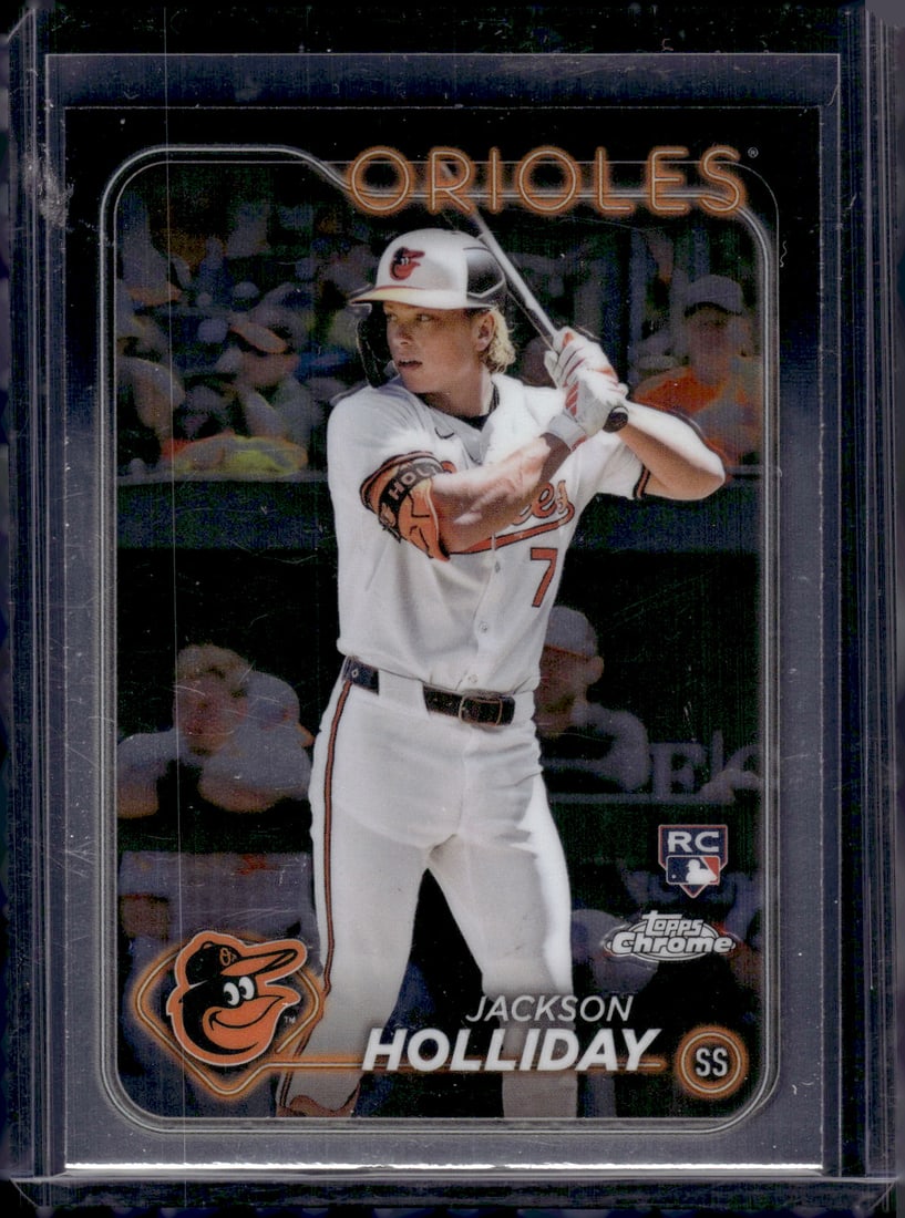 Jackson Holliday Rookie Card 2024 Topps Chrome #88 Orioles Baseball Card: Topps Baseball MLB Trading & Sports Cards, Sports Cards for Sale Near Me, World Series & Hall of Fame Players Memorabilia, Refractors, X-Fractors, Numbered, SP, SSP, Valuable Auction Memorabilia Lots 