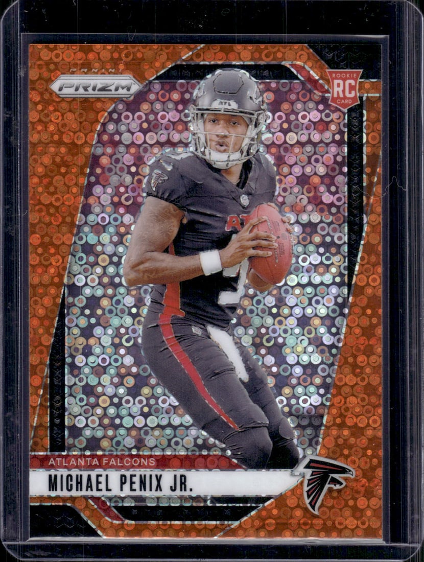 Micahel Penix Jr. Rookie Card Orange Disco Prizm 2024 Panini Prizm #378 Atlanta Falcons: Panini Select, Prizm, Mosaic, Contenders, Zenith, Phoenix, Illusions, Absolute, Rookie NFL Sports Trading Cards, SP, SSP, Cards, Football Cards for Sale Near Me, Superbowl & Hall of Fame Player Cards,