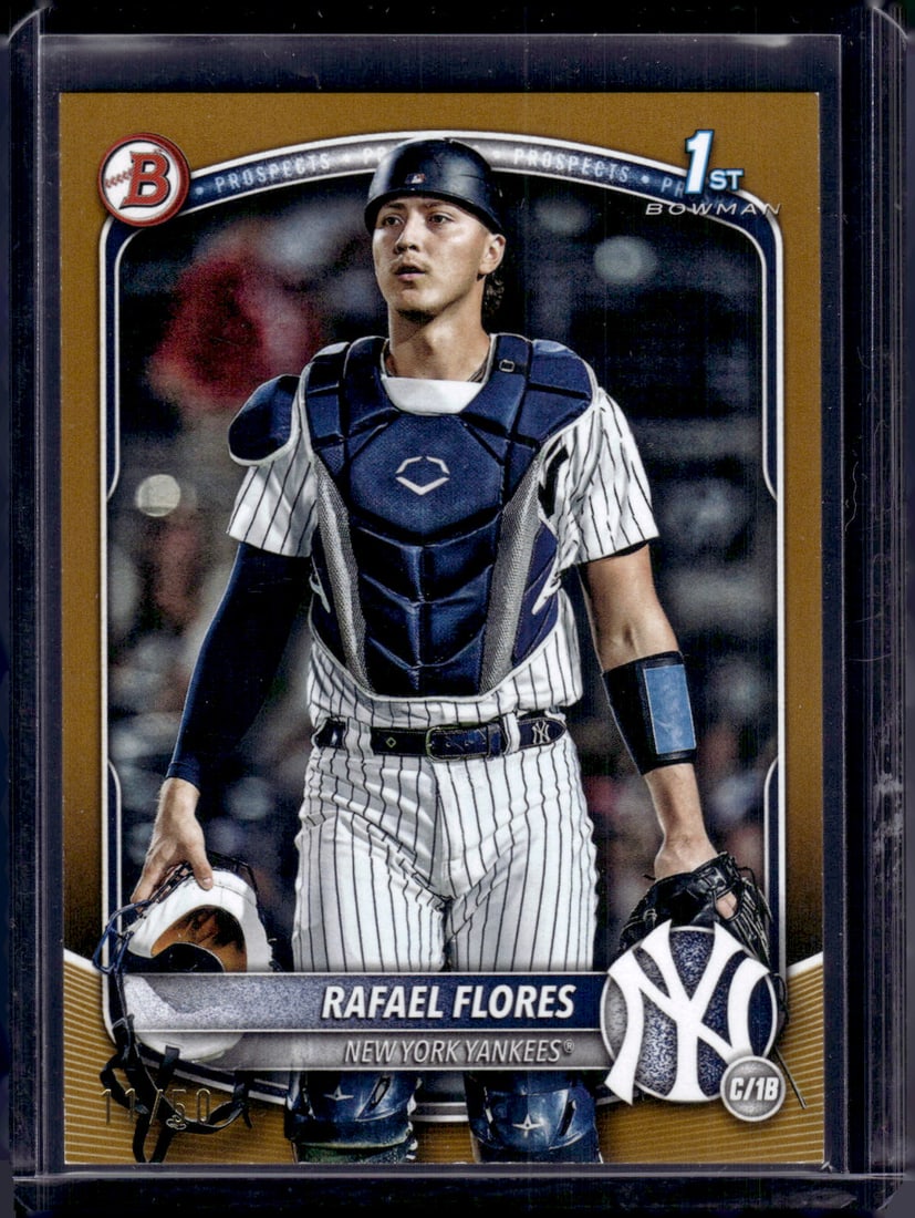 Rafael Flores 1st Bowman Gold /50 2025 Bowman #BP-34 New York Yankees Baseball Card (1 of 2)