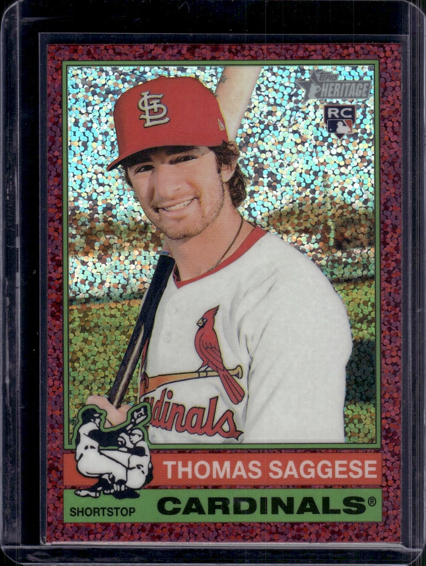 Thomas Saggese Rookie Card Pink Sparkle Refractor 2025 Topps Heritage #177 Cardinals: Topps Baseball MLB Trading & Sports Cards, Sports Cards for Sale Near Me, World Series & Hall of Fame Players Memorabilia, Refractors, X-Fractors, Numbered, SP, SSP, Valuable Auction Memorabilia Lots 