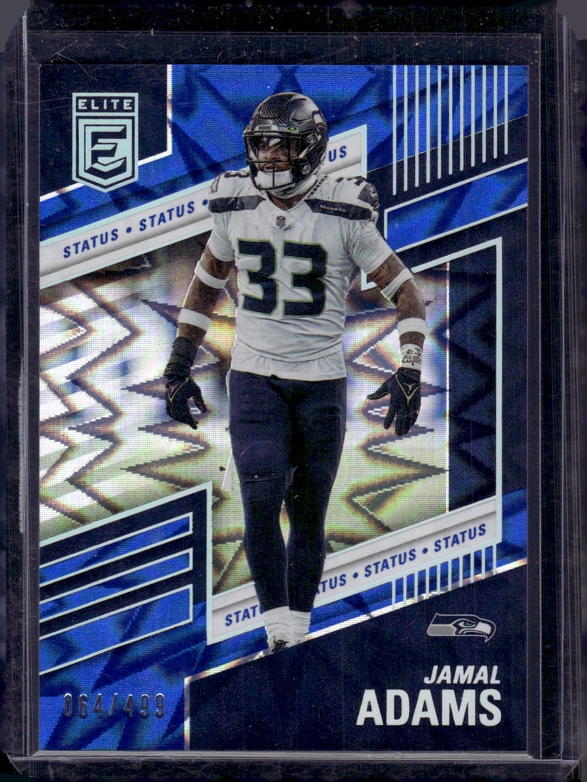 Jamal Adams Status Blue /499 2022 Donruss Elite #100 Seahawks: Panini Select, Prizm, Mosaic, Contenders, Zenith, Phoenix, Illusions, Absolute, Rookie NFL Sports Trading Cards, SP, SSP, Cards, Football Cards for Sale Near Me, Superbowl & Hall of Fame Player Cards,