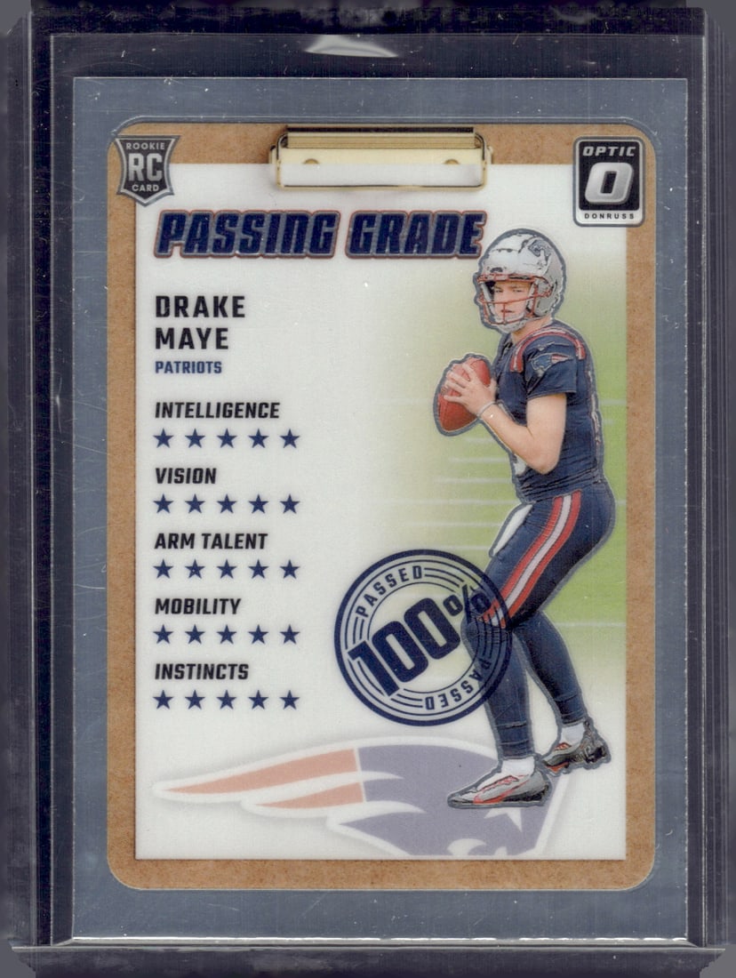 Drake Maye Rookie Card Passing Grade 2024 Donruss Optic #4 New England Patriots: Donruss Optic Football NLF Trading & Sports Cards, Sports Cards for Sale Near Me, Valuable Memorabilia Auction Lots Sold On Line, SP, SSP