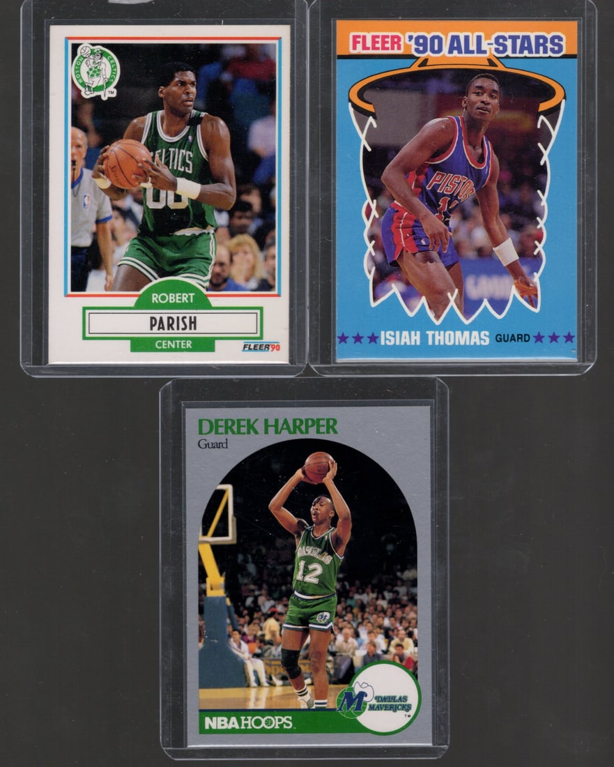 Isiah Thomas, Robert Parish, & Derek Harper Vintage Basketball Cards Fleer & NBA Hoops (1 of 2)