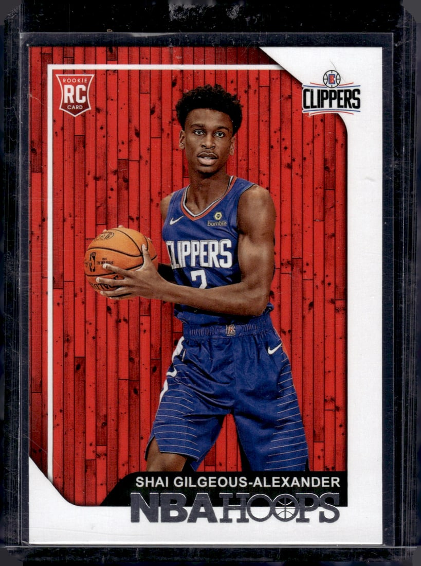 Shai Gilgeous-Alexander Rookie Card 2018-19 Panini NBA Hoops #262 OKC Thunder, Clippers: Panini Select, Prizm, Mosaic, Contenders, Revolution, Phoenix, NBA Hoops, Rookie NFL Sports Trading Cards, Silver, SP, SSP, Wave Prizms, Numbered Cards, Basketball sports Cards for Sale Near Me, NBA C