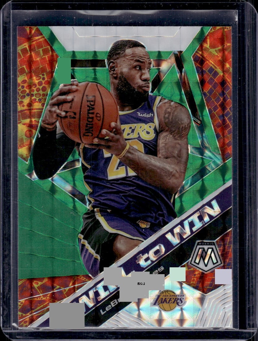 LeBron James Will to Win Green Mosaic Prizm 2019-20 Panini Mosaic #7 Lakers NBA (1 of 2)