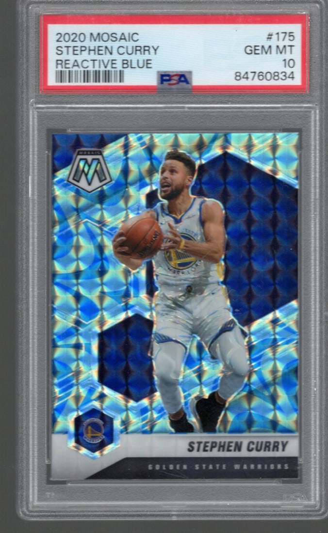 Stephen Curry Reactive Blue Prizm 2020-21 Panini Mosaic #175 PSA 10 Warriors NBA (1 of 2)