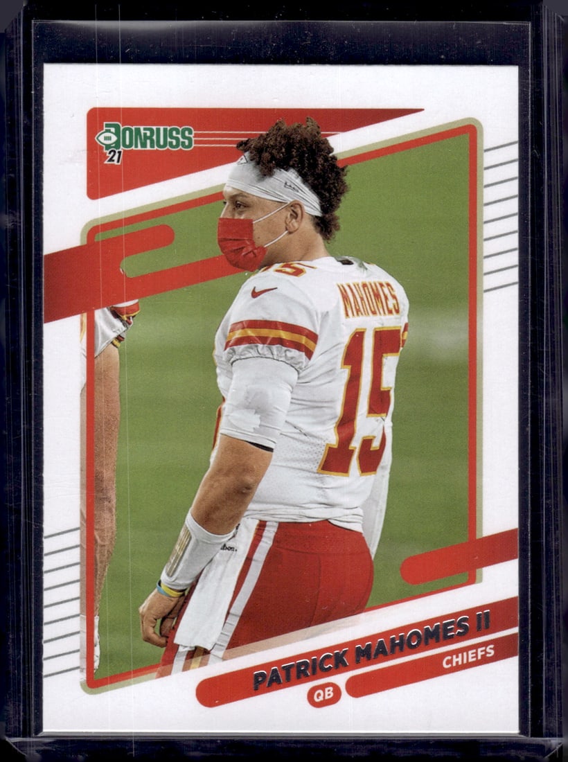 Patrick Mahomes Mask Variation 2021 Panini Donruss #116 Kansas City Chiefs: Panini Select, Prizm, Mosaic, Contenders, Zenith, Phoenix, Illusions, Absolute, Rookie NFL Sports Trading Cards, SP, SSP, Cards, Football Cards for Sale Near Me, Superbowl & Hall of Fame Player Cards,