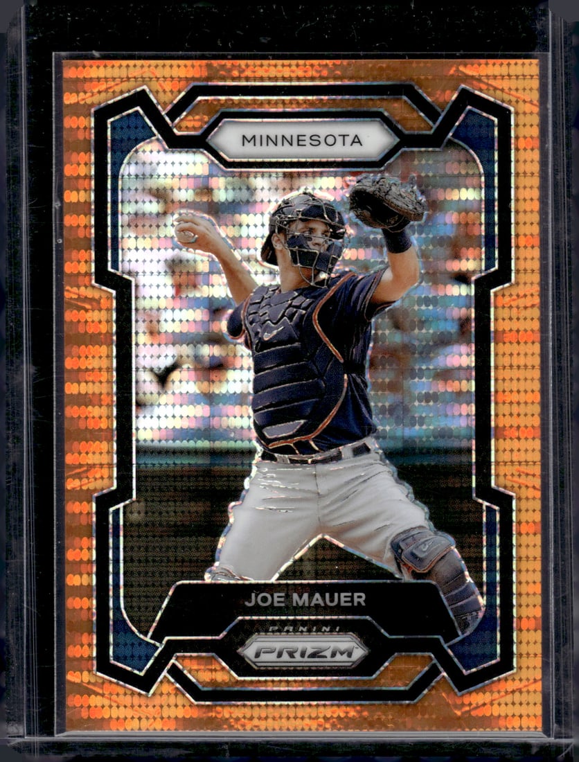 Joe Mauer Orange Pulsar /399 2024 Panini Prizm #7 Minnesota Twins: Panini Baseball MLB Trading & Sports Cards, Sports Cards for Sale Near Me, Prizm, Mosaic, Select, SP, SSP, Auction Memorabilia Lots for Sale On Line, World Series & Hall of Fame Players