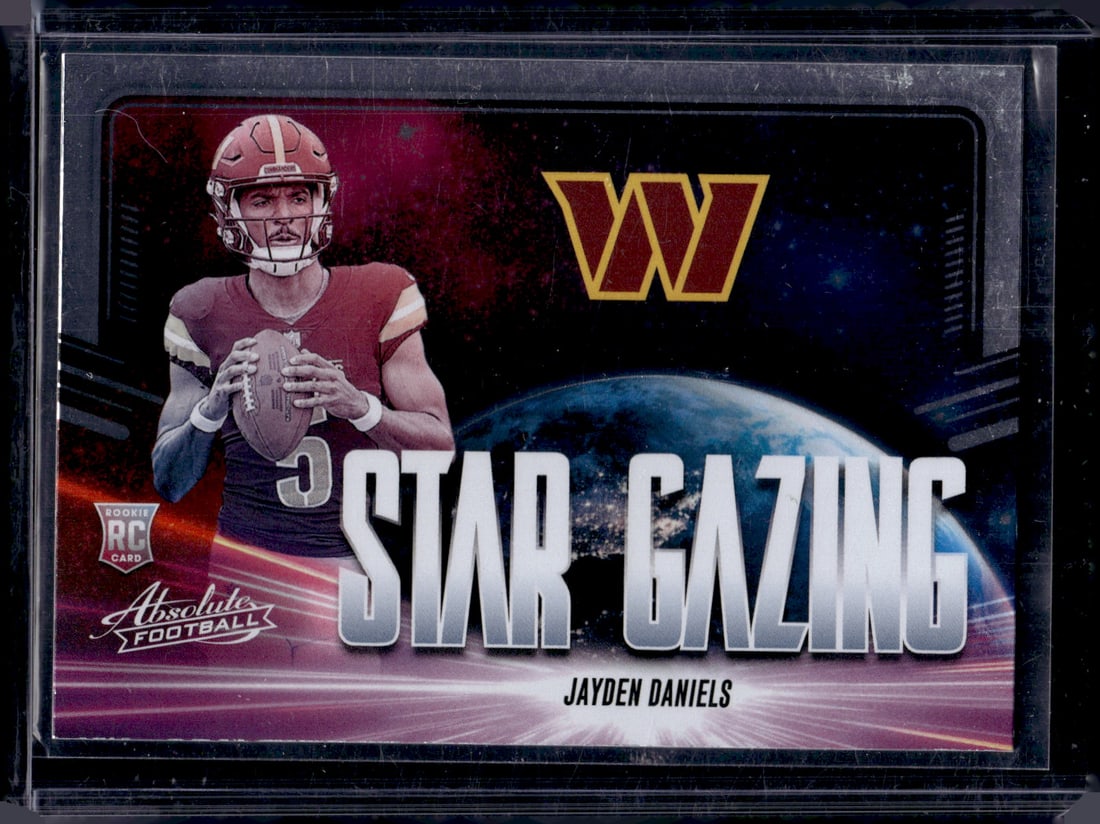 Jayden Daniels Rookie Card Stargazing 2024 Panini Absolute #SG-JDS Commanders NFL: Panini Select, Prizm, Mosaic, Contenders, Zenith, Phoenix, Illusions, Absolute, Rookie NFL Sports Trading Cards, SP, SSP, Cards, Football Cards for Sale Near Me, Superbowl & Hall of Fame Player Cards,