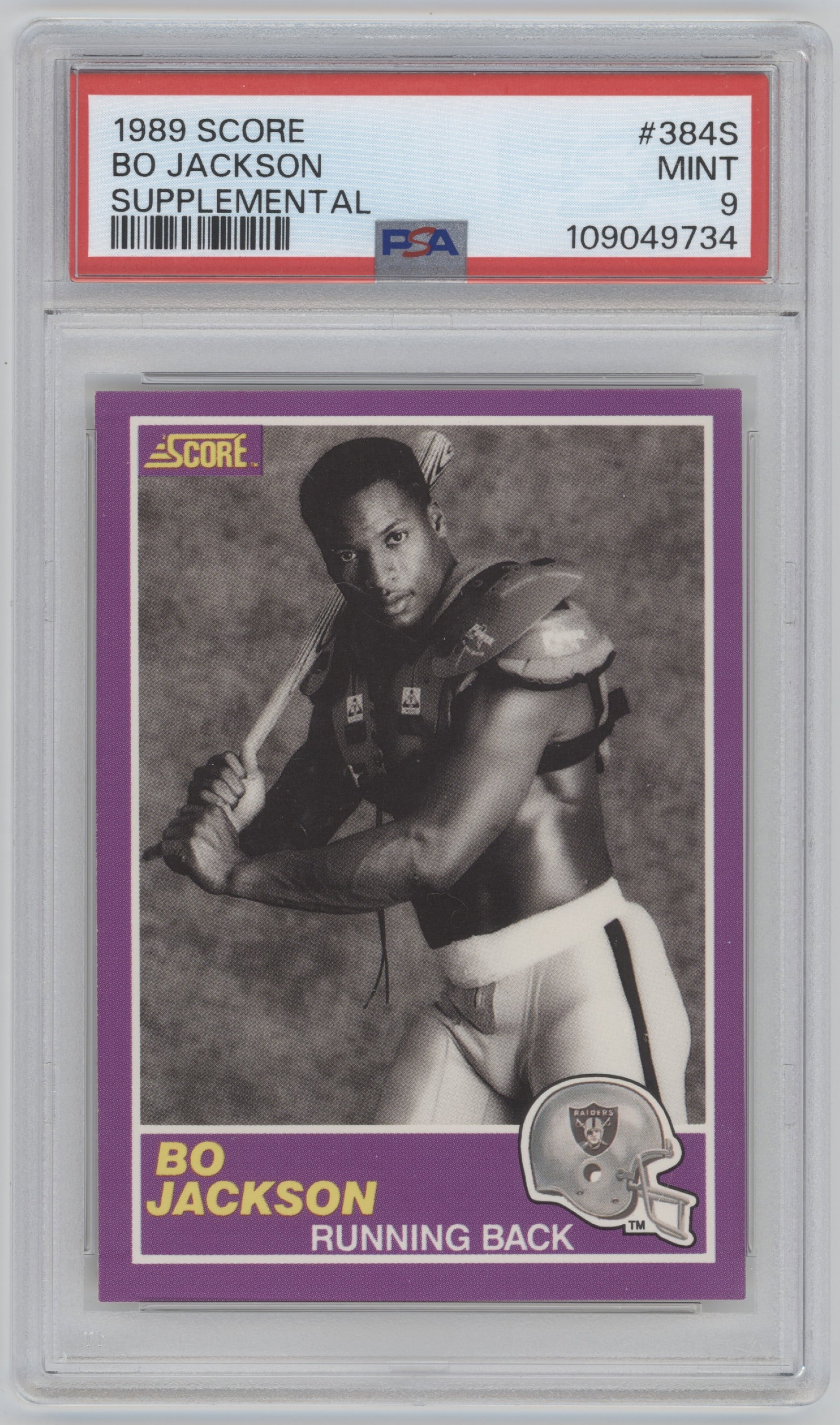 Bo Jackson 1989 Score Supplemental #384S PSA 9 Sports Card (1 of 2)
