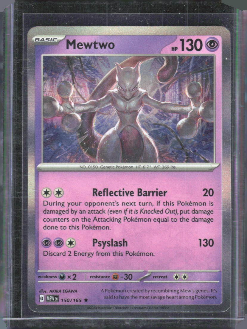 2023 Pokemon Scarlet & Violet 151 Mewtwo Holo Rare #150: TCG, Pikachu, Charizard, Rare, Secret Rare, Holo Cards, Pokemon & TCG Cards sold near Me, Nintendo, Evee, Houndoom, Reverse Holo Cards, 3 Star Ultra Rare, EX