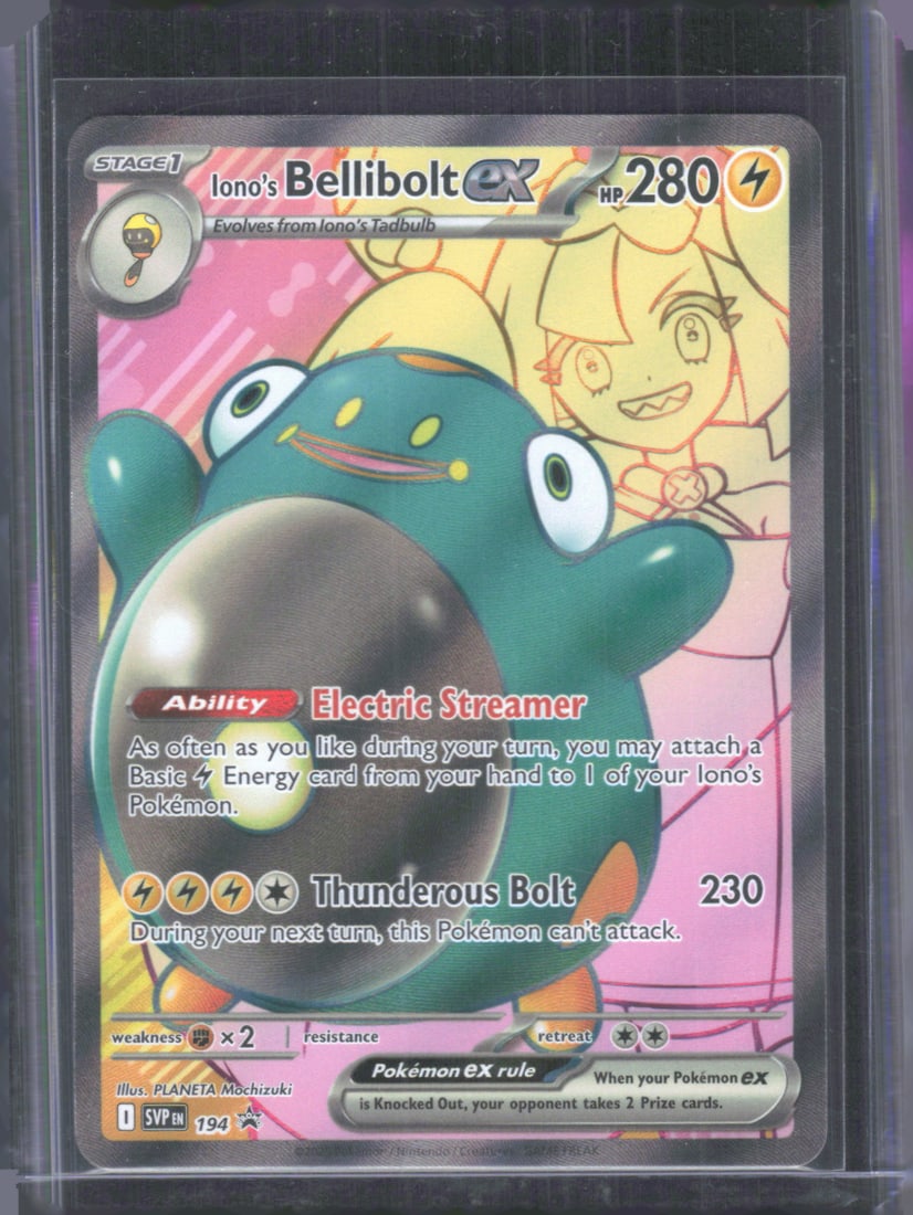 2025 Pokemon Journey Together Iono's Bellibolt Ex Black Star Promo Full Art #194: TCG, Pikachu, Charizard, Rare, Secret Rare, Holo Cards, Pokemon & TCG Cards sold near Me, Nintendo, Evee, Houndoom, Reverse Holo Cards, 3 Star Ultra Rare, EX