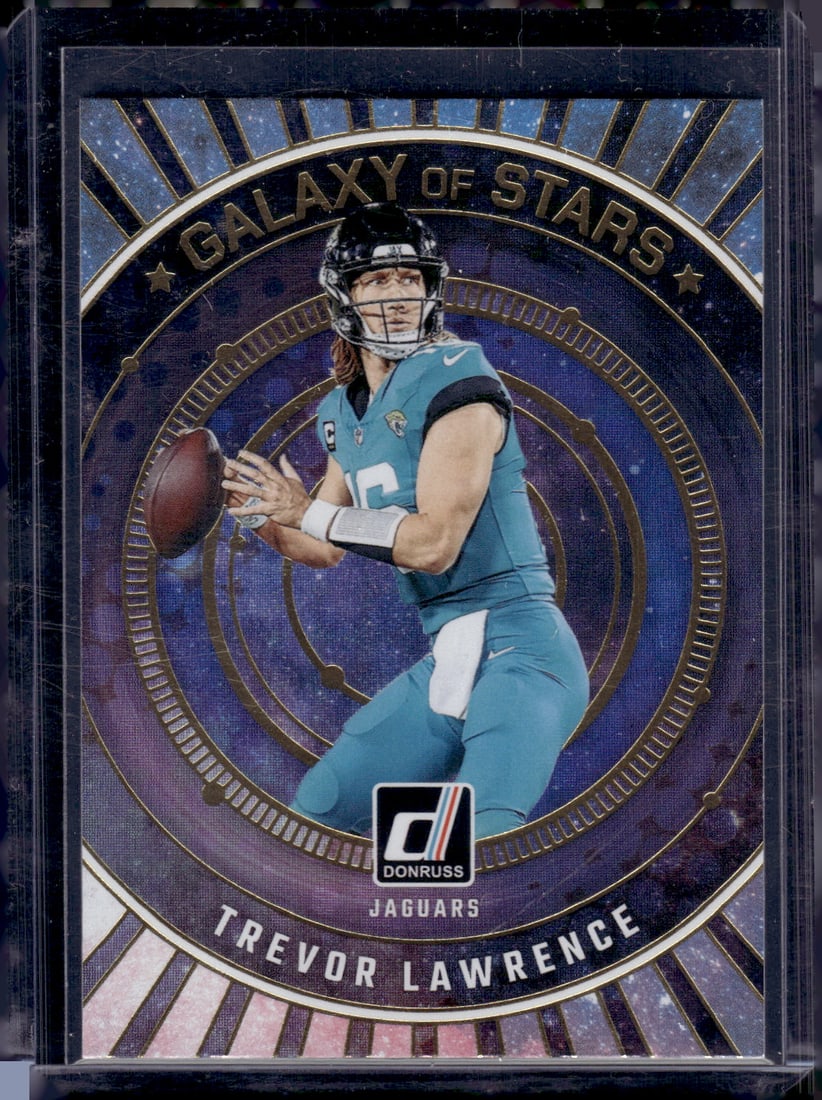 Trevor Lawrence Galaxy of Stars 2024 Panini Donruss #GOS-TLA Jaguars NFL: Panini Select, Prizm, Mosaic, Contenders, Zenith, Phoenix, Illusions, Absolute, Rookie NFL Sports Trading Cards, SP, SSP, Cards, Football Cards for Sale Near Me, Superbowl & Hall of Fame Player Cards,
