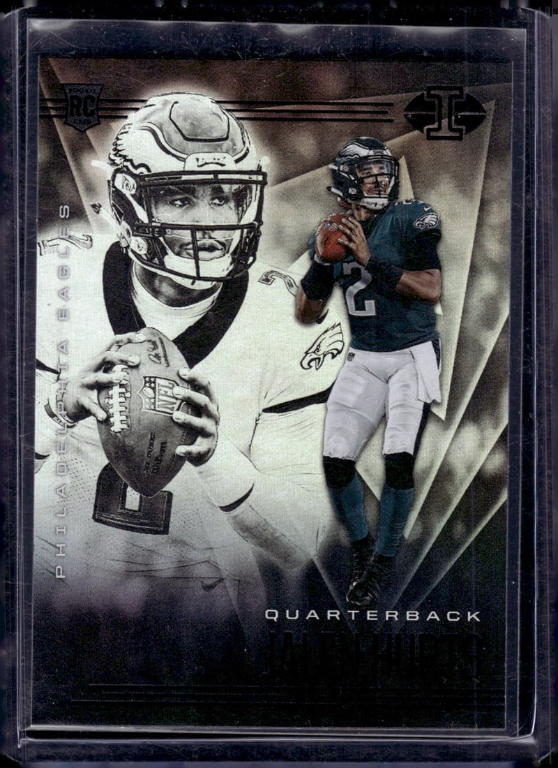 Jalen Hurts Rookie Card 2020 Panini Illusions #11 Eagles Football Card: Panini Select, Prizm, Mosaic, Contenders, Zenith, Phoenix, Illusions, Absolute, Rookie NFL Sports Trading Cards, SP, SSP, Cards, Football Cards for Sale Near Me, Superbowl & Hall of Fame Player Cards,