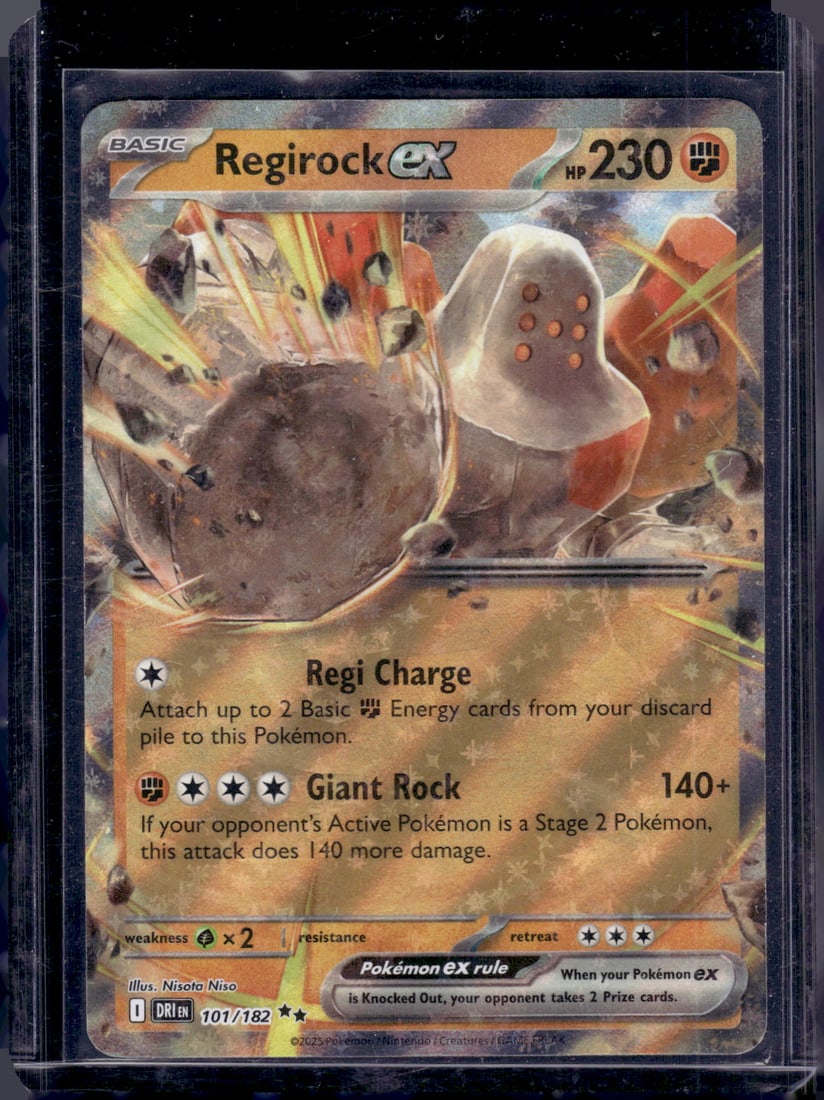 2025 Pokemon Destined Rivals Regirock Ex Double Rare #101: TCG, Pikachu, Charizard, Rare, Secret Rare, Holo Cards, Pokemon & TCG Cards sold near Me, Nintendo, Evee, Houndoom, Reverse Holo Cards, 3 Star Ultra Rare, EX