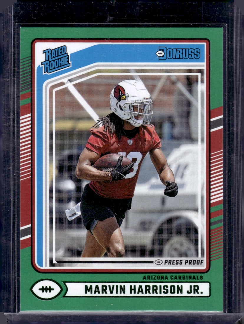 Marvin Harrison Jr. Rookie Card Green Press Proof 2024 Panini Donruss #393 Cardinals (1 of 2)