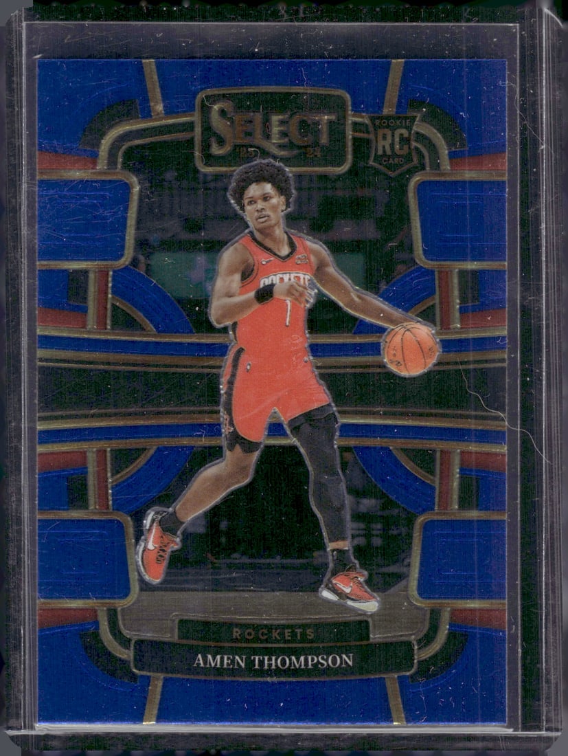 Amen Thompson Rookie Card 2023-24 Panini Select #96 Houston Rockets NBA: Panini Select, Prizm, Mosaic, Contenders, Revolution, Phoenix, NBA Hoops, Rookie NFL Sports Trading Cards, Silver, SP, SSP, Wave Prizms, Numbered Cards, Basketball sports Cards for Sale Near Me, NBA C