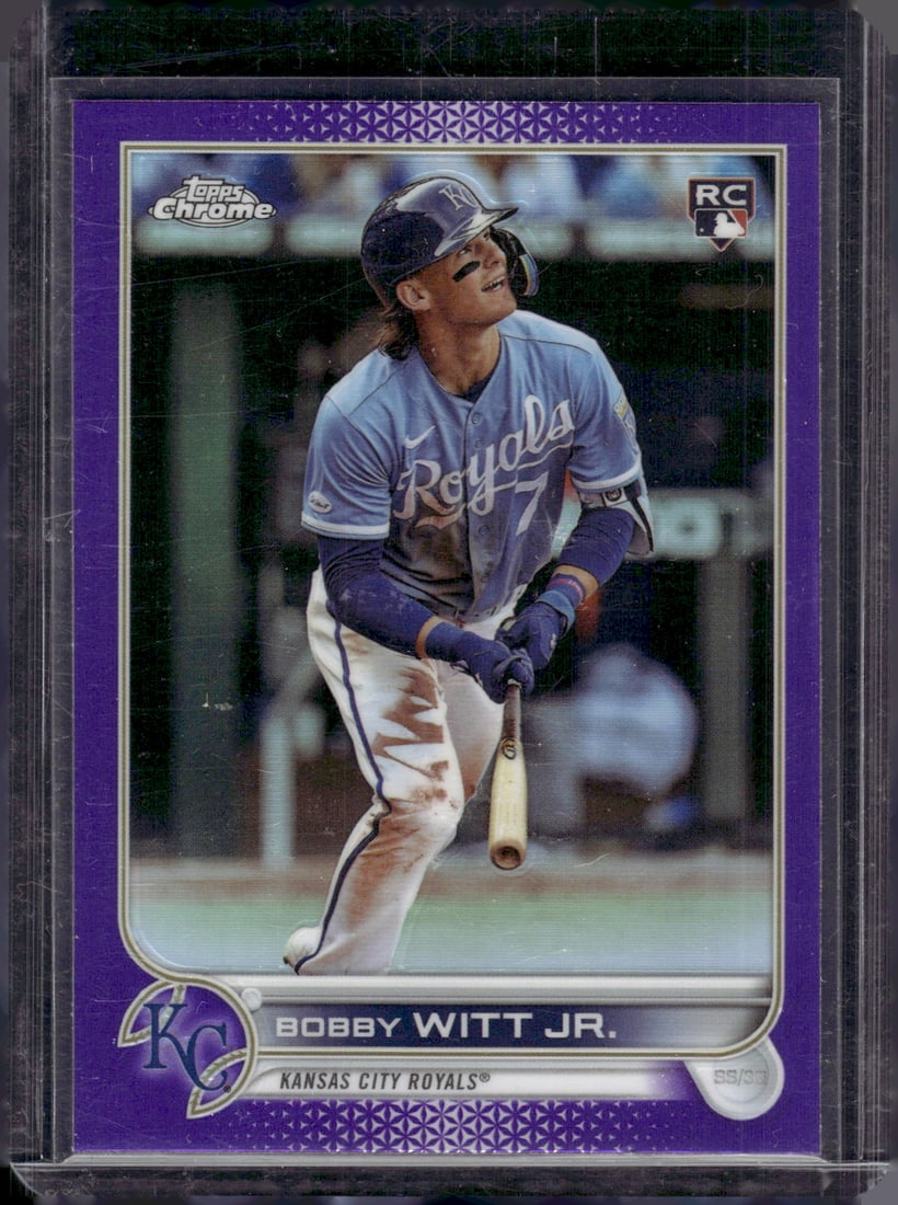 Bobby Witt Jr. Rookie Card Purple Refractor 2022 Topps Chrome #USC35 Royals Baseball Card (1 of 2)