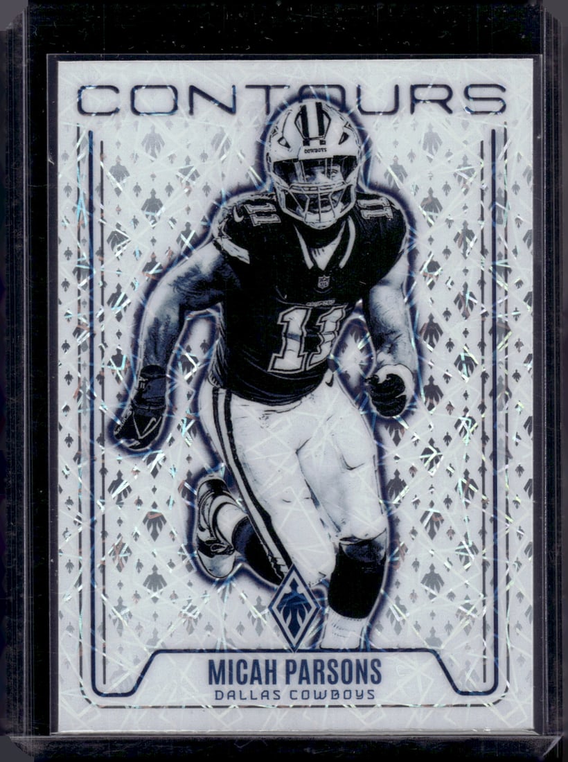 Micah Parsons Contours 2024 Panini Phoenix #CON-MPS Dallas Cowboys NFL: Panini Select, Prizm, Mosaic, Contenders, Zenith, Phoenix, Illusions, Absolute, Rookie NFL Sports Trading Cards, SP, SSP, Cards, Football Cards for Sale Near Me, Superbowl & Hall of Fame Player Cards,