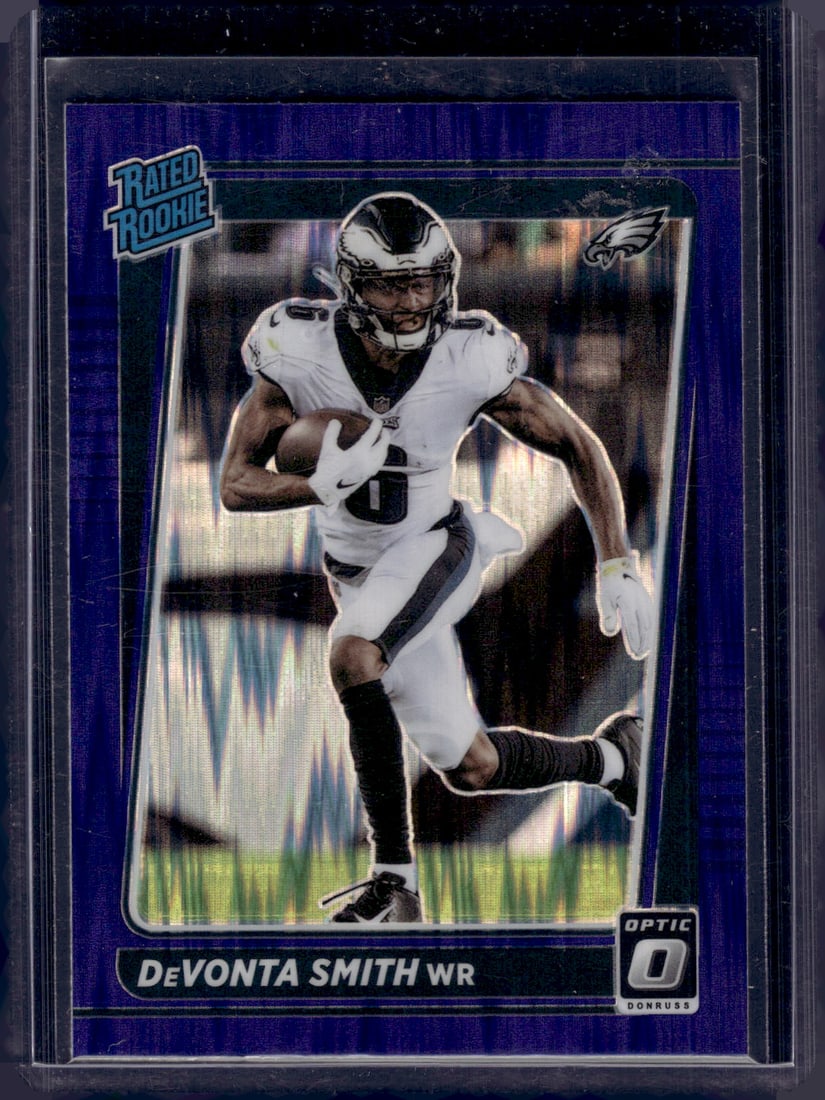 DeVonta Smith Rookie Card Purple Shock Prizm 2021 Donruss Optic #205 Eagles (1 of 2)