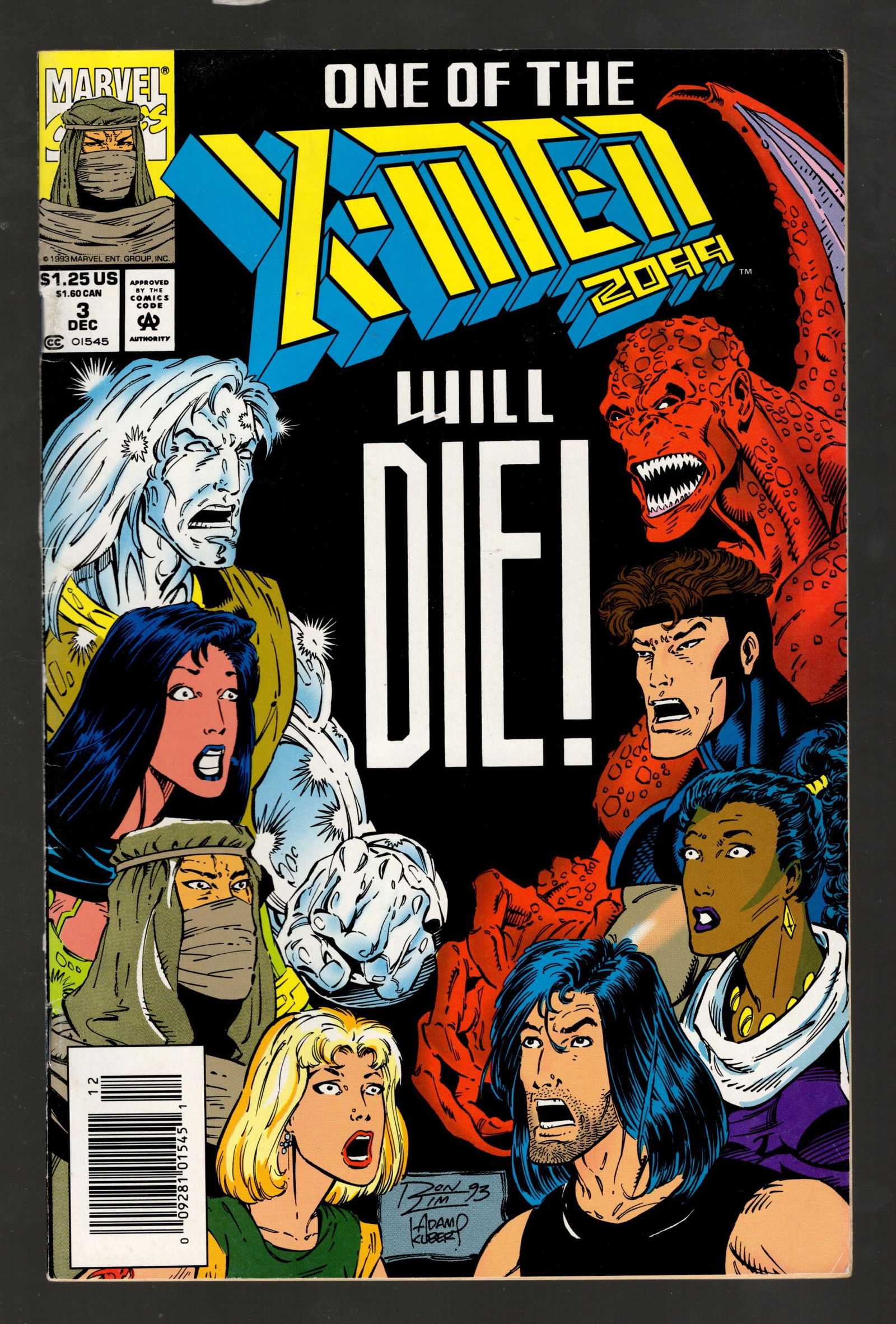 X-Men 2099 "One of the X-Men will die" Marvel Comic Book Vintage 1993 No 3 Dec Fantastic Condition (1 of 2)
