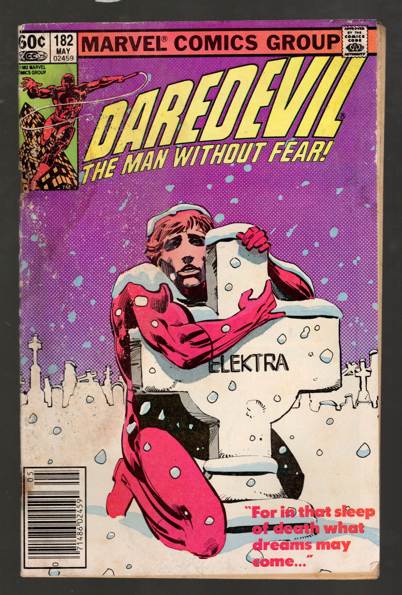 Daredevil "The Man Without Fear!" Vintage Marvel Comics Group Book 1982 No 182 May Newstand Variant (1 of 2)