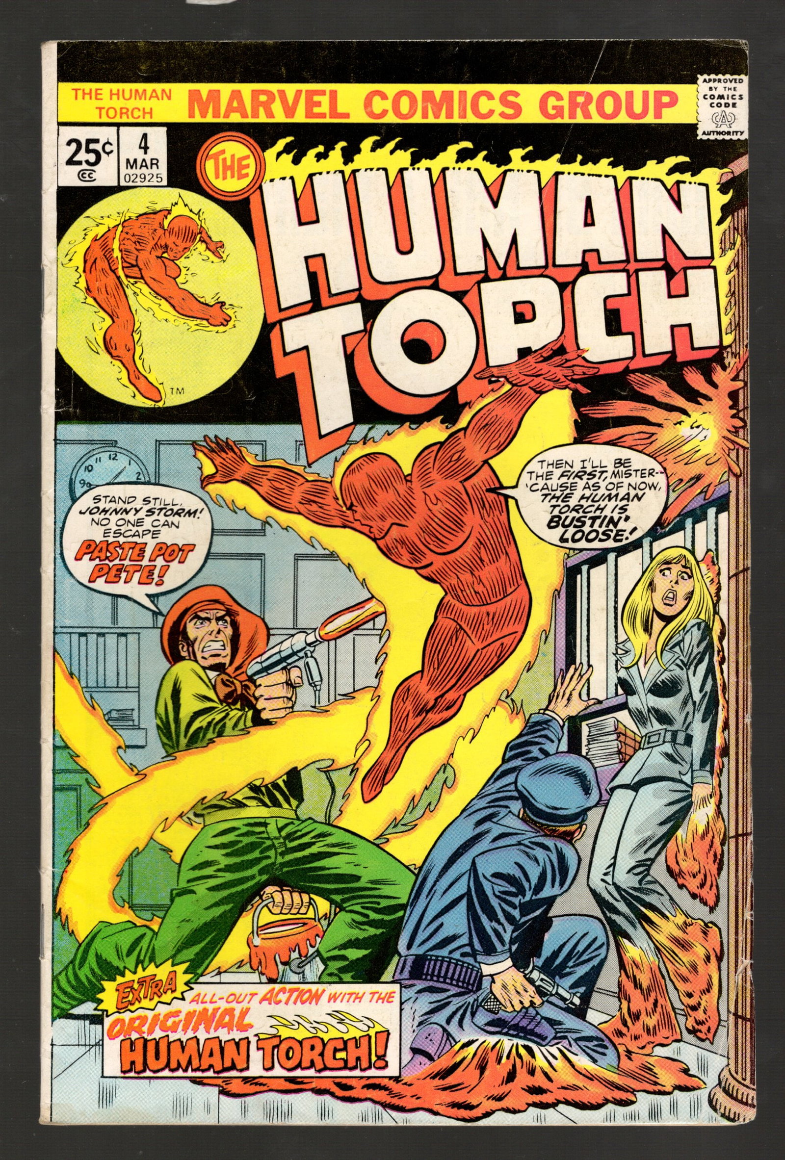 Human Torch "Paste Pot Pete" Vintage Marvel Comics Group Book 1975 No 4 Mar in Superior Condition (1 of 2)