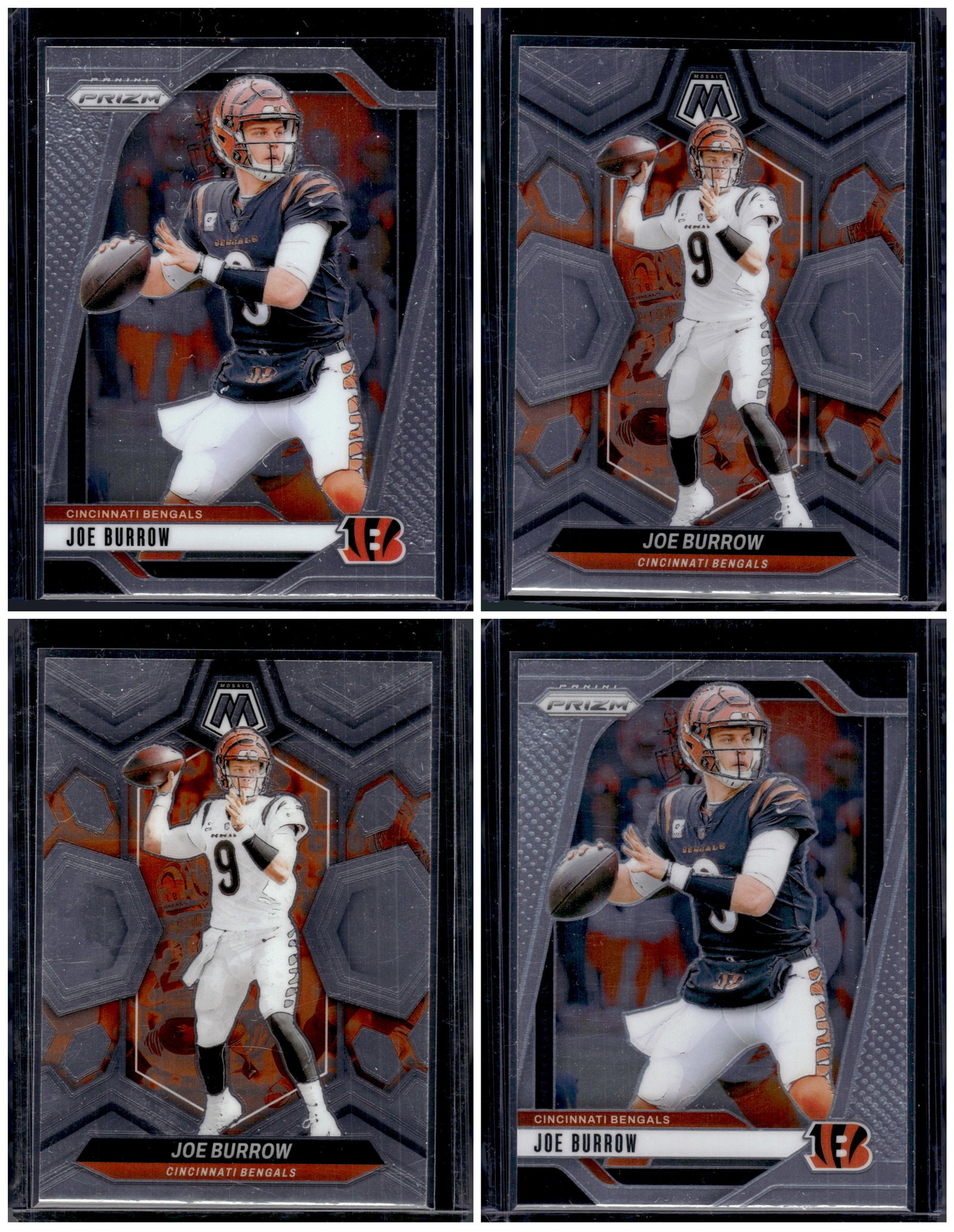 Lot of 4 Joe Burrow 2024 Panini Football Cards. 2 Panini Prizm, 2 Panini Mosaic. Bengals NFL (1 of 1)