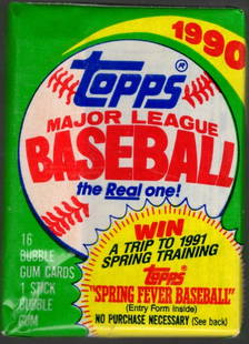 1990 Topps Series 1 Vintage Baseball Cards Retail Box Wax Pack Sports Cards: Topps Vintage Rookie MLB Trading Cards, Frank Thomas Rookie Card, Bo Jackson, Cal Ripken, Nolan Ryan, Ken Griffey Jr All-Star Roopkie Cup Card, Sports Cards for Sale Near Me, World Series & Hall of Fa