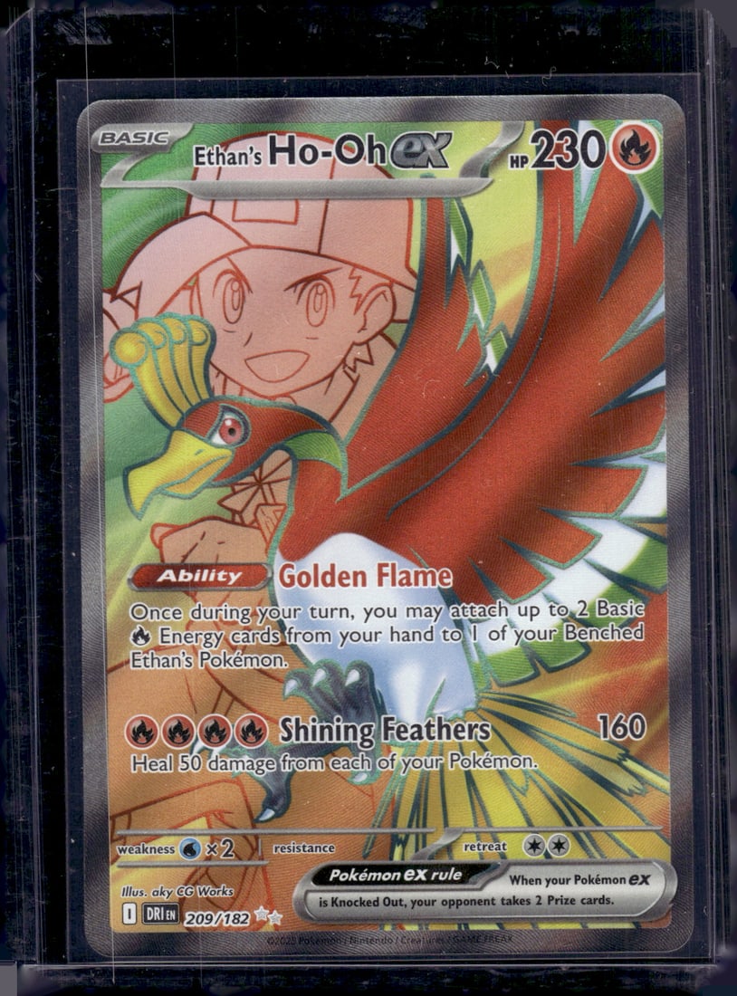 2025 Pokemon Destined Rivals Ethan's Ho-Oh Ex Full Art #209: TCG, Pikachu, Charizard, Rare, Secret Rare, Holo Cards, Pokemon & TCG Cards sold near Me, Nintendo, Evee, Houndoom, Reverse Holo Cards, 3 Star Ultra Rare, EX