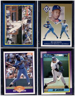 Lot of 4 Bo Jackson Baseball Cards. Late 1980s & Early 1990s. Royals: Bowman Baseball MLB Trading & Sports Cards, Sports Cards for Sale Near Me, World Series & Hall of Fame Players, SP, SSP, Chrome, 1st Bowman, Auction Memorabilia Lots Sold On Line