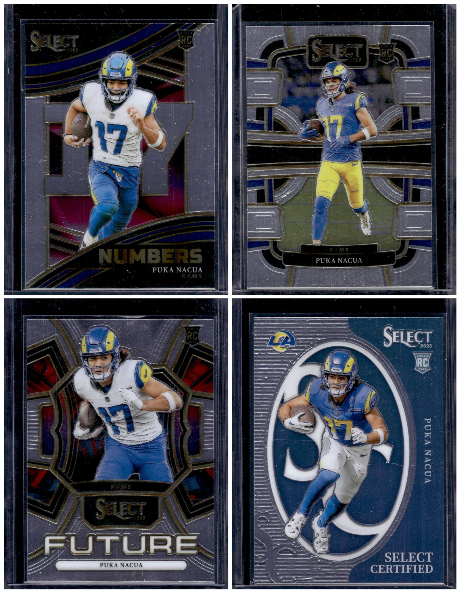 Lot of 4 Puka Nacua Rookie Cards. 2023 Panini Select 1 Base & 3 Inserts. Rams Football Cards (1 of 1)