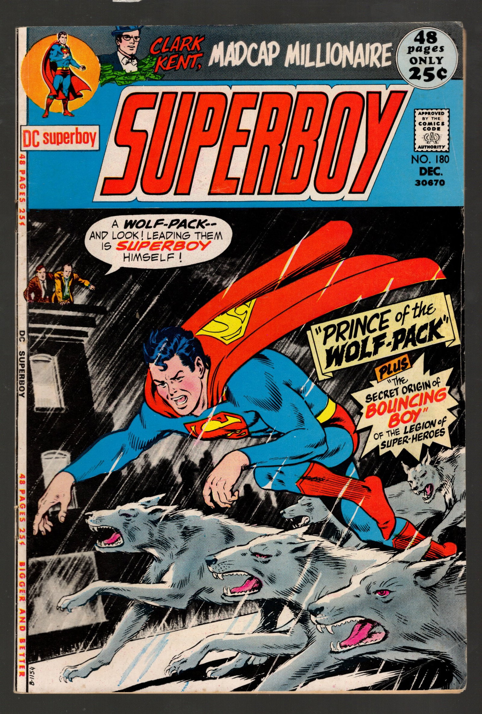 Superboy Vintage DC Comic Book 1971 No 180 Prince of the Wolfpack in Great Condition (1 of 2)