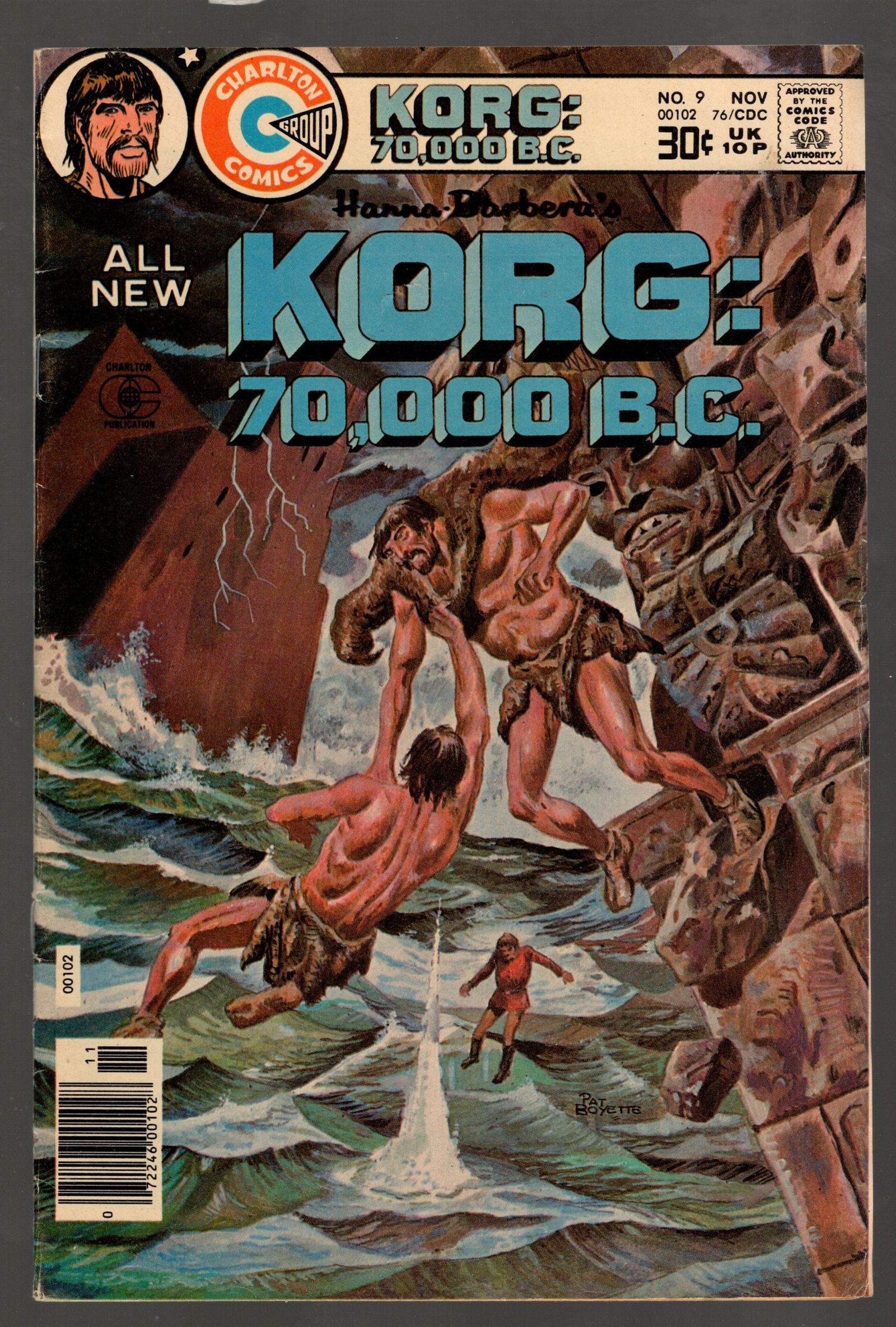 Korg: 70,000 BC Charlton Group Comic Book Vintage 1976 Nov No 9 Rare High Grade (1 of 2)