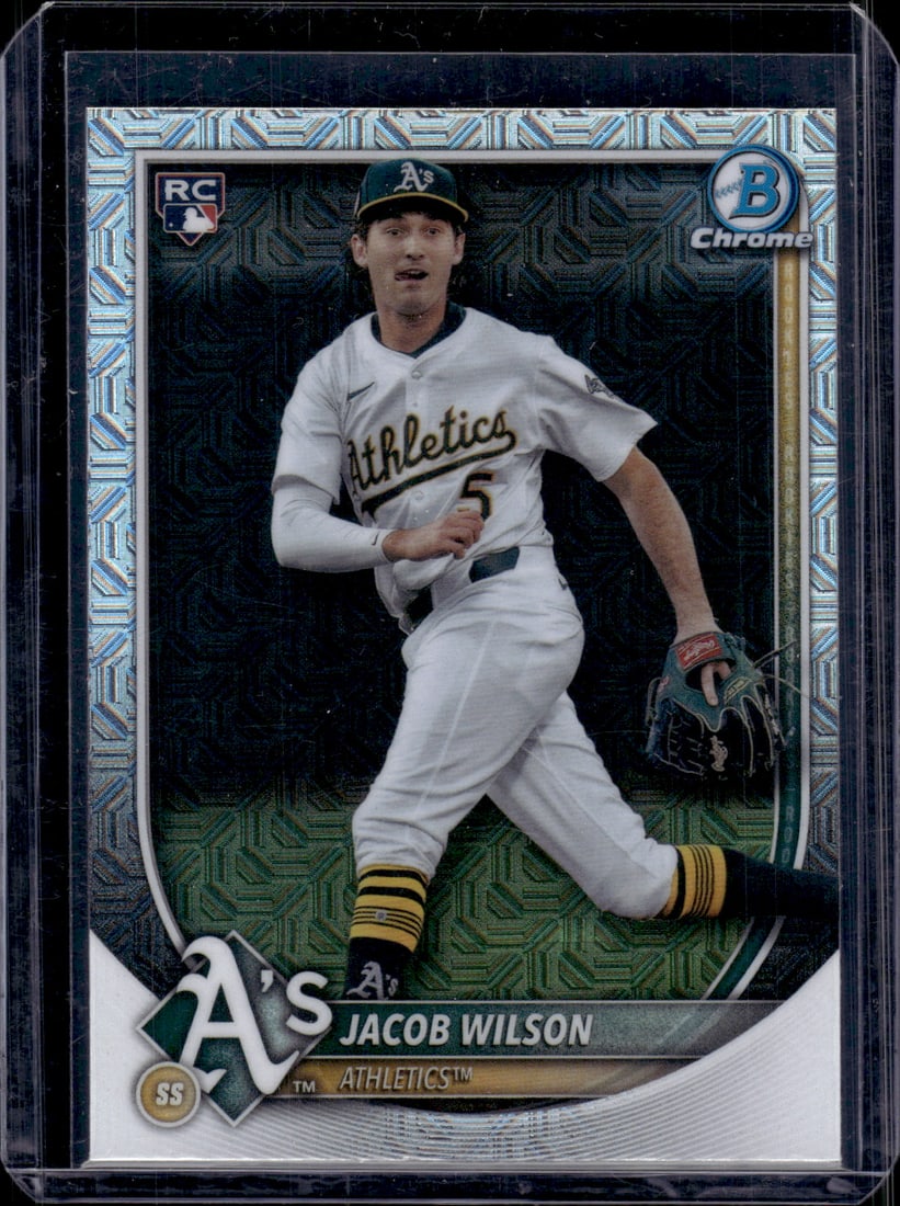 Jacob Wilson Rookie Card Mojo Refractor 2024 Bowman Chrome #9 A's Baseball Card (1 of 2)