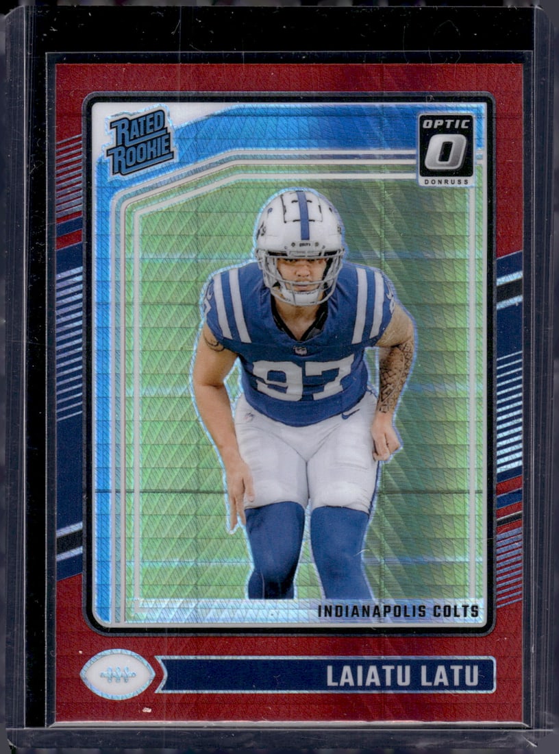 Laitu Latu Rookie Card Red Hyper Prizm 2024 Donruss Optic #267 Colts Football Card: Donruss Optic Football NLF Trading & Sports Cards, Sports Cards for Sale Near Me, Valuable Memorabilia Auction Lots Sold On Line, SP, SSP