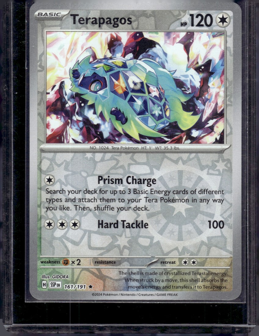 2024 Pokemon Surging Sparks Terapagos Reverse Holo Rare #161: TCG, Pikachu, Charizard, Rare, Secret Rare, Holo Cards, Pokemon & TCG Cards sold near Me, Nintendo, Evee, Houndoom, Reverse Holo Cards, 3 Star Ultra Rare, EX