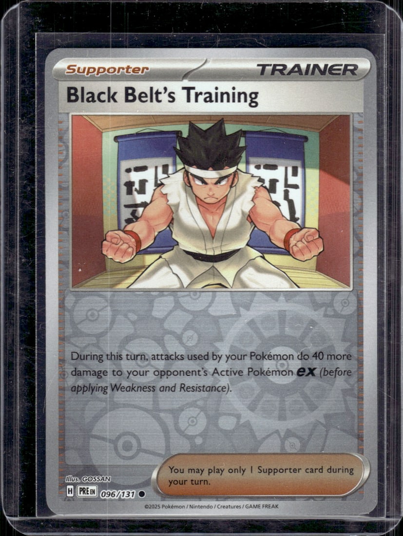2025 Pokemon Prismatic Evolutions Black Belt's Training Reverse Holo #96: TCG, Pikachu, Charizard, Rare, Secret Rare, Holo Cards, Pokemon & TCG Cards sold near Me, Nintendo, Evee, Houndoom, Reverse Holo Cards, 3 Star Ultra Rare, EX